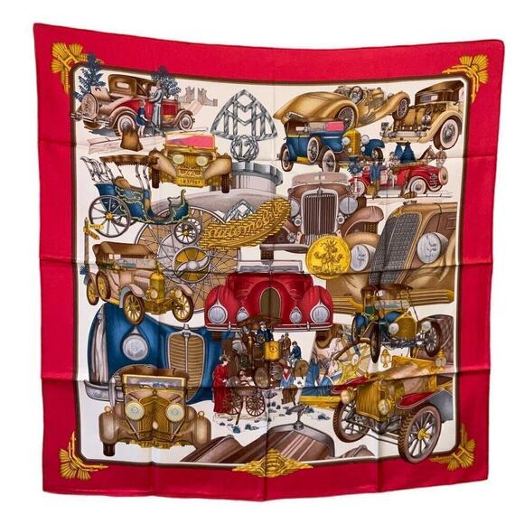 Hermes Rare Vintage 90cm Silk Scarf Automobile Hermès by Joachim Metz New in Box - Picture 2 of 16